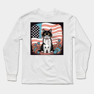 Claws of Liberty: Where Feline Independence Blossoms Long Sleeve T-Shirt